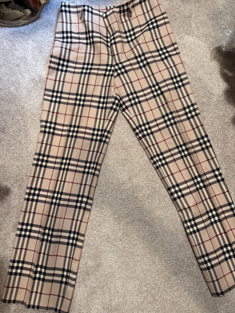 Authentic Vintage Burberry London Pure New Wool Signature Check Trousers Sz 46
